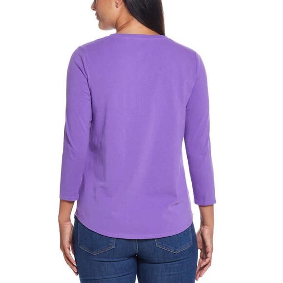 NEW Weatherproof Women's V-neck Tee 2 pack | Purple/Grey - Picture 9 of 11